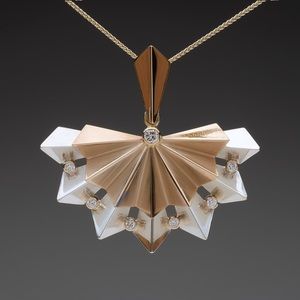 Afterglow- handcrafted 14k gold, diamond and silver pendant